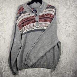 Chaps Men's Size XXL Grey 3 Button Sweater Thick Cotton